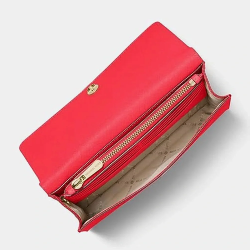 MICHAEL Michael Kors Saffiano Leather 3-in-1 Crossbody Clutch - Coral.NWOT - Picture 2 of 2